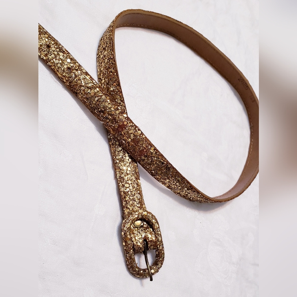 Vintage 1972 Gold Glitter Disco Belt - Picture 3 of 4